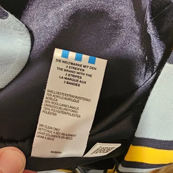 Adidas Originals Mens M 2005 Striped Wool Blend Blazer Jacket Blue Yellow 739195 - Picture 8 of 12